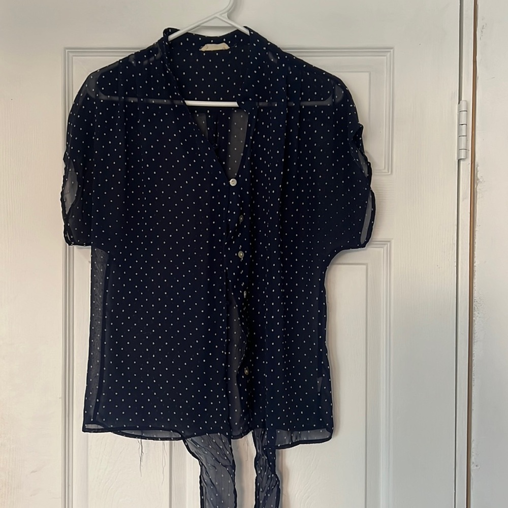 Sheer dotted button up tee